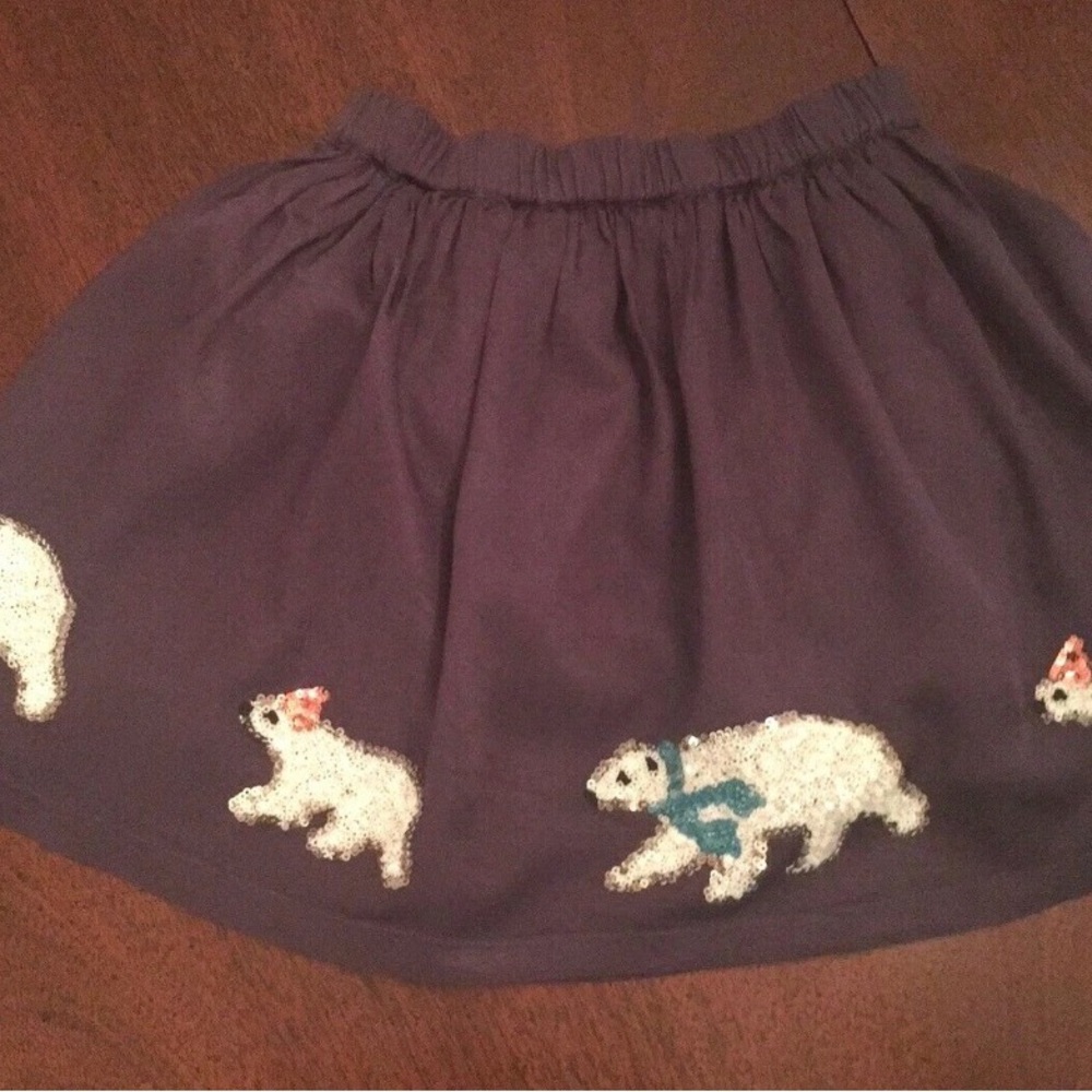 Mini Boden Purple Skirt with Polar Bear Design